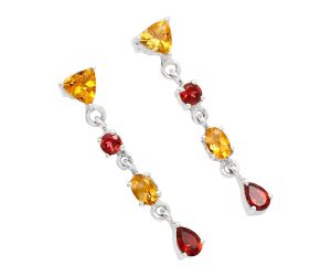 Citrine and Garnet Earrings EXE02078 E-1061, 6x6 mm