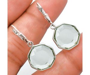 Prasiolite (Green Amethyst) Earrings EXE02156 E-1254, 14x14 mm