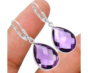 Amethyst Checker Briolette Earrings EXE02173 E-1254, 13x18 mm