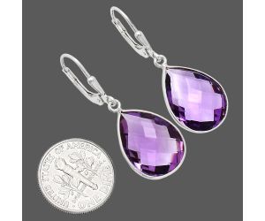 Amethyst Checker Briolette Earrings EXE02173 E-1254, 13x18 mm