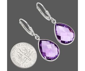 Amethyst Checker Briolette Earrings EXE02199 E-1254, 12x16 mm