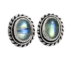 Stud - Rainbow Moonstone Earrings EXE02256 E-1245, 6x4 mm