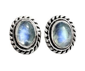 Stud - Rainbow Moonstone Earrings EXE02259 E-1245, 6x4 mm