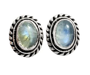 Stud - Rainbow Moonstone Earrings EXE02262 E-1245, 6x4 mm