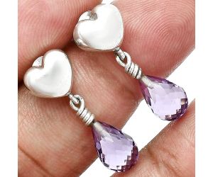 Heart - Amethyst Drop Earrings EXE02522 E-1257, 7x10 mm