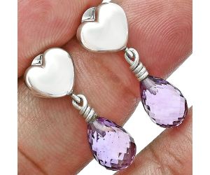 Heart - Amethyst Drop Earrings EXE02525 E-1257, 7x10 mm