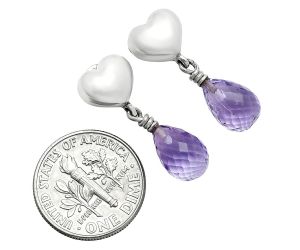 Heart - Amethyst Drop Earrings EXE02525 E-1257, 7x10 mm