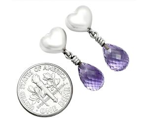 Heart - Amethyst Drop Earrings EXE02526 E-1257, 7x10 mm