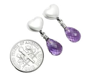 Heart - Amethyst Drop Earrings EXE02528 E-1257, 7x10 mm