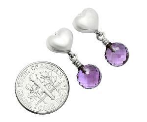 Heart - Amethyst Ball Earrings EXE02529 E-1257, 8x8 mm