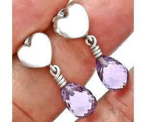 Heart - Amethyst Drop Earrings EXE02530 E-1257, 7x10 mm