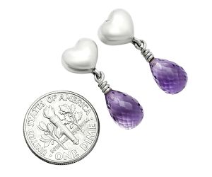 Heart - Amethyst Drop Earrings EXE02530 E-1257, 7x10 mm