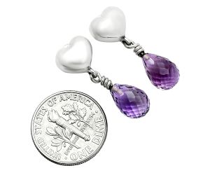 Heart - Amethyst Drop Earrings EXE02531 E-1257, 7x10 mm