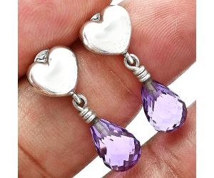 Heart - Amethyst Drop Earrings EXE02535 E-1257, 7x10 mm