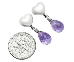 Heart - Amethyst Drop Earrings EXE02540 E-1257, 7x10 mm