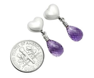 Heart - Amethyst Drop Earrings EXE02554 E-1257, 7x10 mm