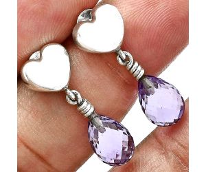 Heart - Amethyst Drop Earrings EXE02555 E-1257, 7x10 mm