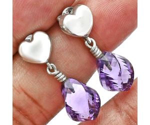 Heart - Amethyst Drop Earrings EXE02556 E-1257, 8x13 mm