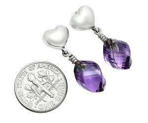 Heart - Amethyst Drop Earrings EXE02556 E-1257, 8x13 mm