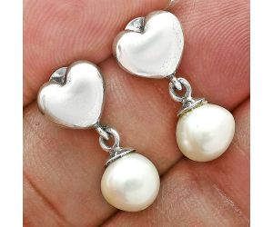 Heart - Heart - Natural Fresh Water Pearl Earrings EXE02557 E-1258, 7x7 mm