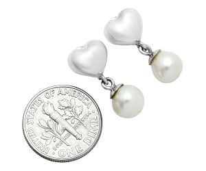 Heart - Heart - Natural Fresh Water Pearl Earrings EXE02557 E-1258, 7x7 mm