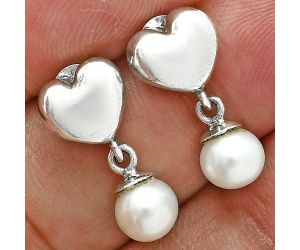 Heart - Natural Fresh Water Pearl Earrings EXE02558 E-1258, 6x6 mm