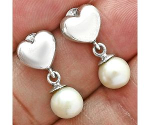 Heart - Natural Fresh Water Pearl Earrings EXE02559 E-1258, 7x7 mm