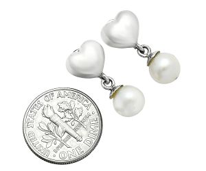 Heart - Natural Fresh Water Pearl Earrings EXE02559 E-1258, 7x7 mm