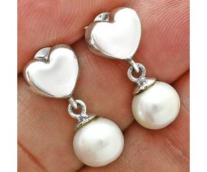 Heart - Natural Fresh Water Pearl Earrings EXE02560 E-1258, 8x8 mm