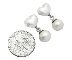 Heart - Natural Fresh Water Pearl Earrings EXE02560 E-1258, 8x8 mm