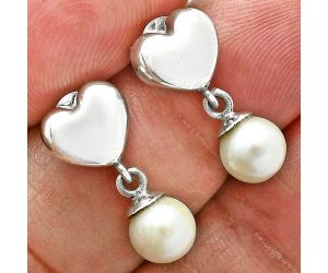 Heart - Natural Fresh Water Pearl Earrings EXE02561 E-1258, 7x7 mm