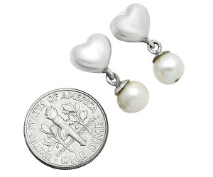 Heart - Natural Fresh Water Pearl Earrings EXE02561 E-1258, 7x7 mm