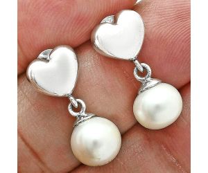 Heart - Natural Fresh Water Pearl Earrings EXE02562 E-1258, 8x9 mm