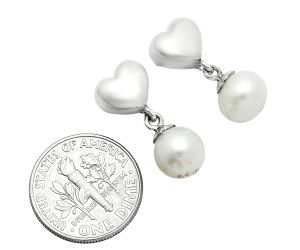 Heart - Natural Fresh Water Pearl Earrings EXE02562 E-1258, 8x9 mm