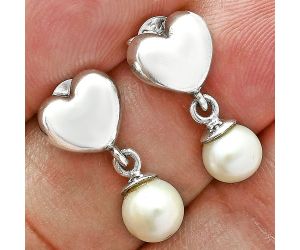 Heart - Natural Fresh Water Pearl Earrings EXE02563 E-1258, 6x6 mm