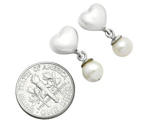 Heart - Natural Fresh Water Pearl Earrings EXE02563 E-1258, 6x6 mm