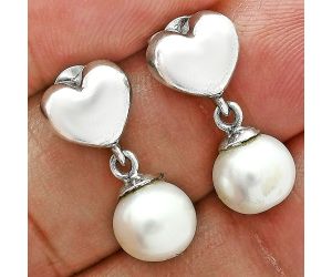 Heart - Natural Fresh Water Pearl Earrings EXE02564 E-1258, 8x8 mm