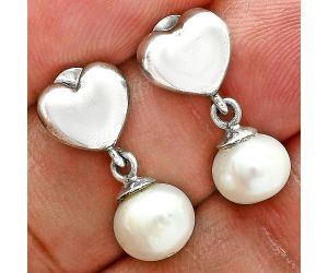 Heart - Natural Fresh Water Pearl Earrings EXE02565 E-1258, 8x8 mm