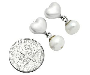 Heart - Natural Fresh Water Pearl Earrings EXE02565 E-1258, 8x8 mm