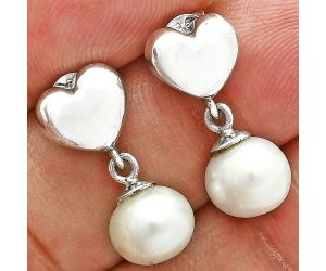 Heart - Natural Fresh Water Pearl Earrings EXE02566 E-1258, 8x8 mm