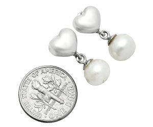 Heart - Natural Fresh Water Pearl Earrings EXE02566 E-1258, 8x8 mm