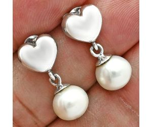 Heart - Natural Fresh Water Pearl Earrings EXE02567 E-1258, 8x8 mm