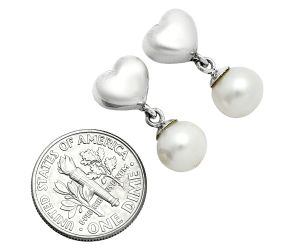 Heart - Natural Fresh Water Pearl Earrings EXE02567 E-1258, 8x8 mm