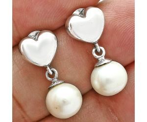 Heart - Natural Fresh Water Pearl Earrings EXE02568 E-1258, 8x8 mm