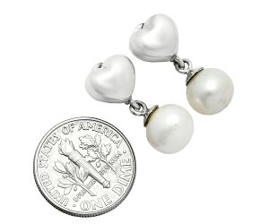 Heart - Natural Fresh Water Pearl Earrings EXE02568 E-1258, 8x8 mm