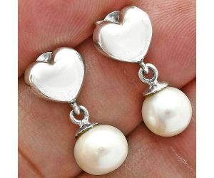 Heart - Natural Fresh Water Pearl Earrings EXE02570 E-1258, 8x8 mm