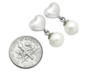 Heart - Natural Fresh Water Pearl Earrings EXE02570 E-1258, 8x8 mm