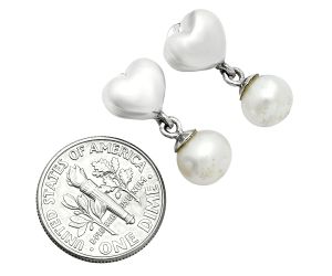 Heart - Natural Fresh Water Pearl Earrings EXE02571 E-1258, 7x7 mm