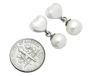 Heart - Natural Fresh Water Pearl Earrings EXE02572 E-1258, 8x8 mm