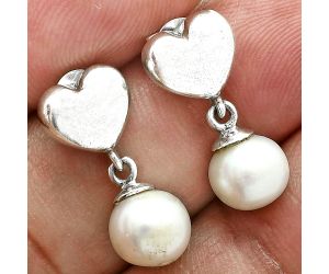 Heart - Natural Fresh Water Pearl Earrings EXE02573 E-1258, 8x8 mm